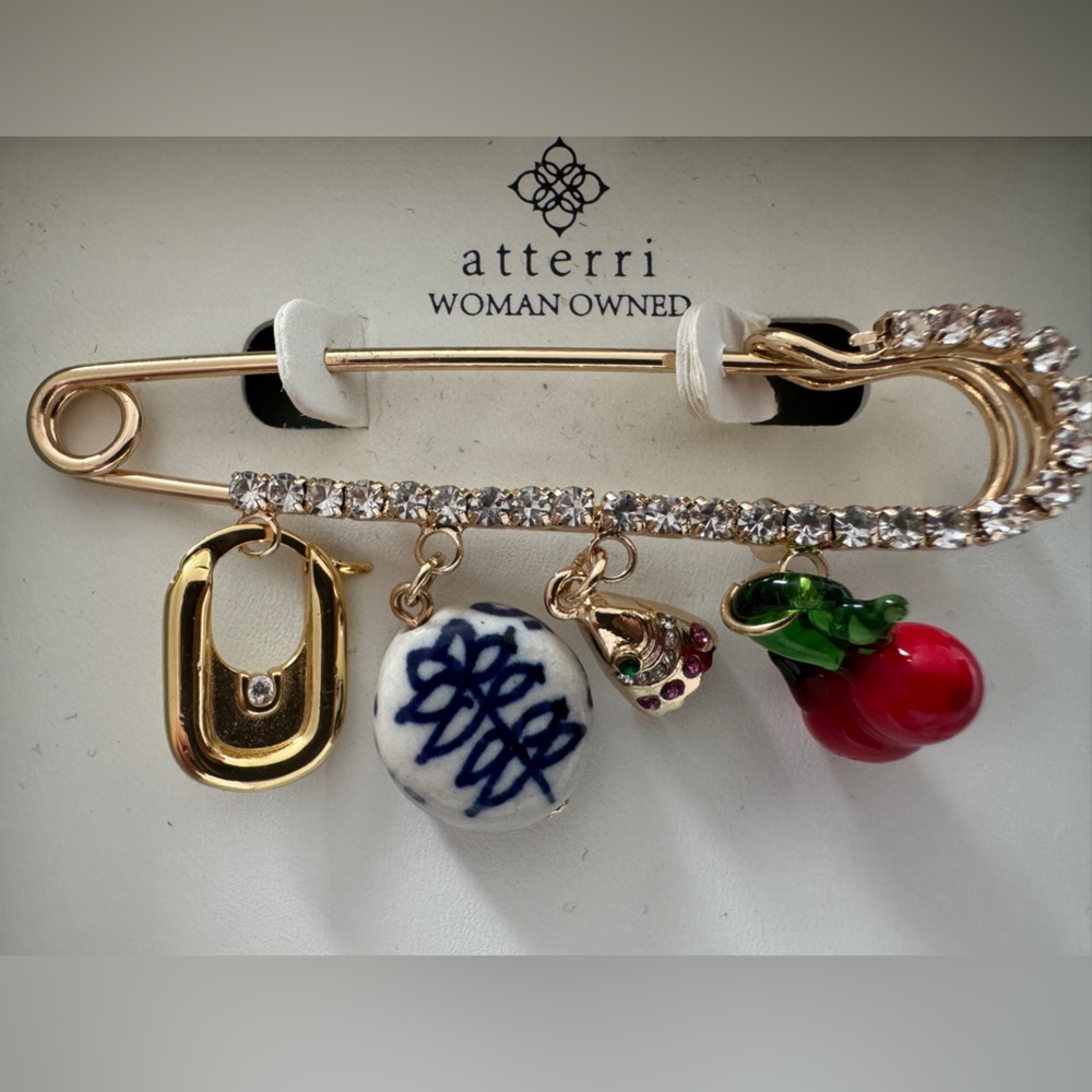 Gold and Multicolor Brooch